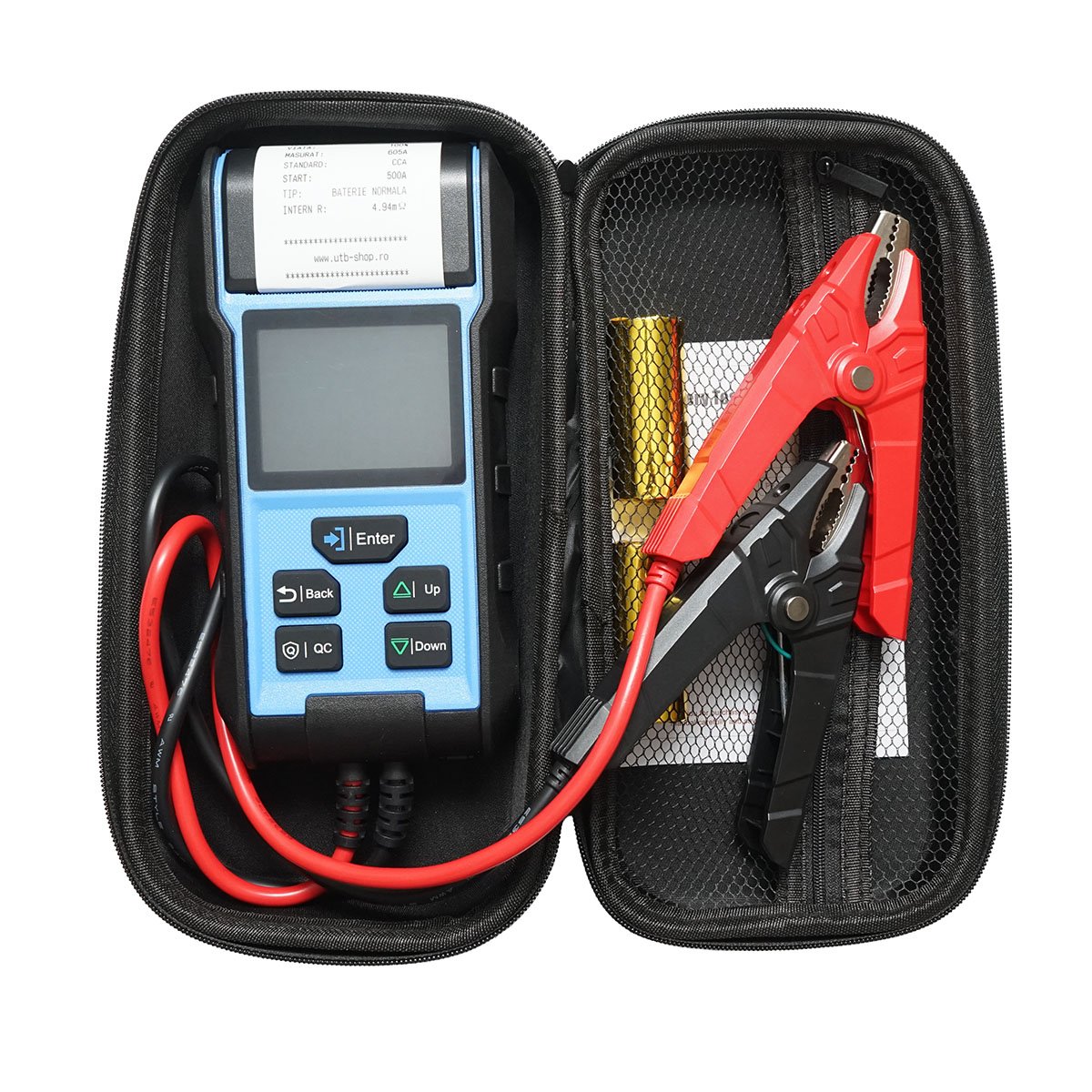 Tester baterie digital cu imprimanta 12-24V, testare 3-360 Ah, protectie polaritate inversa, afisaj LCD color